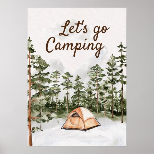 Gepersonaliseerde offerte Waterverf Camping in Nat Poster (Voorkant)