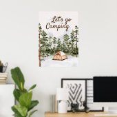 Gepersonaliseerde offerte Waterverf Camping in Nat Poster (Thuiskantoor)