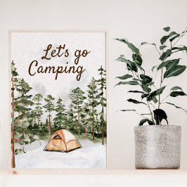 Gepersonaliseerde offerte Waterverf Camping in Nat Poster