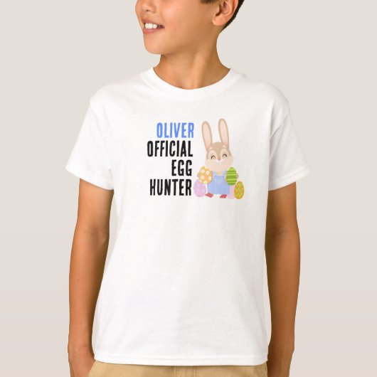 Gepersonaliseerde Officiële Egg Hunter Paashaas T-shirt (Voorkant)