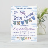 Gepersonaliseerde Oh Boy Baby douche uitnodigingen (Staand voorkant)