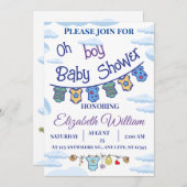 Gepersonaliseerde Oh Boy Baby douche uitnodigingen (Voorkant / Achterkant)