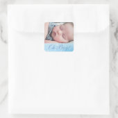 Gepersonaliseerde "OH Boy" Foto Nieuwe Baby aankon Vierkante Sticker (Tas)
