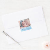 Gepersonaliseerde "OH Boy" Foto Nieuwe Baby aankon Vierkante Sticker (Envelop)