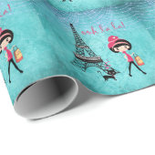 Gepersonaliseerde Oh La La Paris Girl en Cat Cadeaupapier (Rol Hoek)