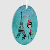 Gepersonaliseerde Oh La La Paris Girl en Cat Ornament (voorkant)