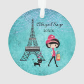 Gepersonaliseerde Oh La La Paris Girl en Cat Ornament (achterkant)