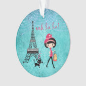 Gepersonaliseerde Oh La La Paris Girl en Cat Ornament (voorkant)