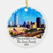 Gepersonaliseerde Oklahoma City Ornament, Oklahoma Keramisch Ornament (Voorkant)