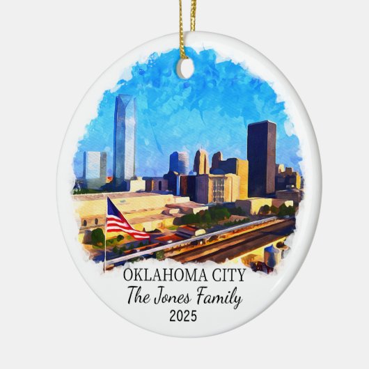 Gepersonaliseerde Oklahoma City Ornament, Oklahoma Keramisch Ornament (Links)