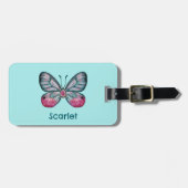 Gepersonaliseerde Oktober Blauwgroen Glasvleugel V Bagagelabel (Voorkant horizontaal)