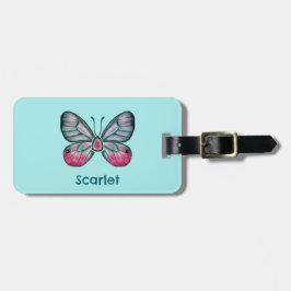 Gepersonaliseerde Oktober Blauwgroen Glasvleugel V Bagagelabel