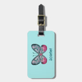 Gepersonaliseerde Oktober Blauwgroen Glasvleugel V Bagagelabel (Voorkant verticaal)