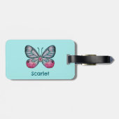 Gepersonaliseerde Oktober Blauwgroen Glasvleugel V Bagagelabel (Achterkant horizontaal)