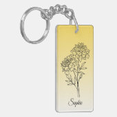 Gepersonaliseerde oktober Geboorte Bloem Marigold Sleutelhanger (Voorkant Links)