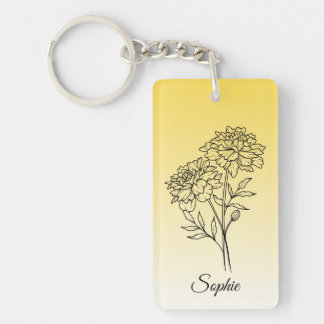 Gepersonaliseerde oktober Geboorte Bloem Marigold Sleutelhanger