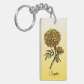 Gepersonaliseerde oktober Geboorte Bloem Marigold Sleutelhanger (Voorkant Links)