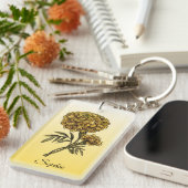 Gepersonaliseerde oktober Geboorte Bloem Marigold Sleutelhanger (Voorkant Rechts)