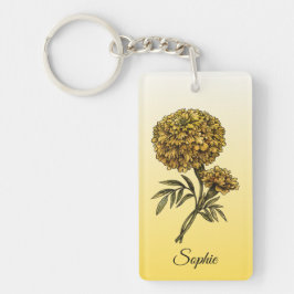 Gepersonaliseerde oktober Geboorte Bloem Marigold Sleutelhanger