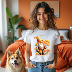 Gepersonaliseerde oktober Geboortemaand Tuin Gnoom Tri-Blend Shirt