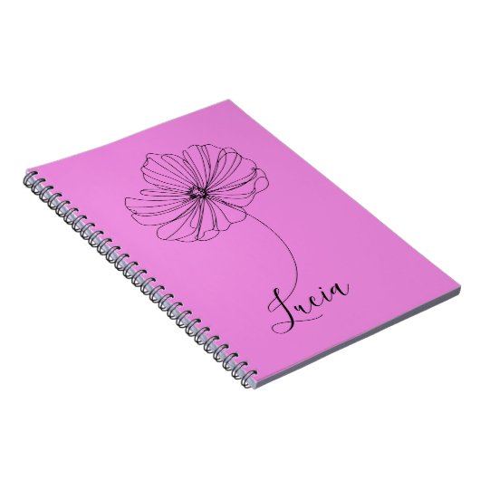 Gepersonaliseerde oktober Kosmos Geboortebloem Gif Notitieboek (Rechterzijde)