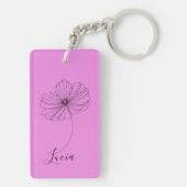 Gepersonaliseerde oktober Kosmos Geboortebloem Gif Sleutelhanger (achterkant)