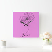 Gepersonaliseerde oktober Kosmos Geboortebloem Gif Vierkante Klok (Huis)