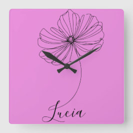 Gepersonaliseerde oktober Kosmos Geboortebloem Gif Vierkante Klok