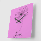 Gepersonaliseerde oktober Kosmos Geboortebloem Gif Vierkante Klok (Hoek)