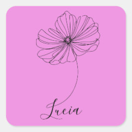 Gepersonaliseerde oktober Kosmos Geboortebloem Gif Vierkante Sticker