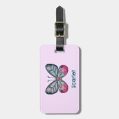 Gepersonaliseerde Oktober Roze Glasvleugel Vlinder Bagagelabel (Voorkant verticaal)
