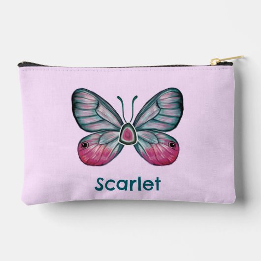 Gepersonaliseerde Oktober Roze Glasvleugel Vlinder Etui (Achterkant)