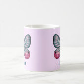 Gepersonaliseerde Oktober Roze Glasvleugel Vlinder Koffiemok (Center)