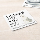 Gepersonaliseerde Old English Sheepdog Wedding Kartonnen Onderzetters (Schuin)