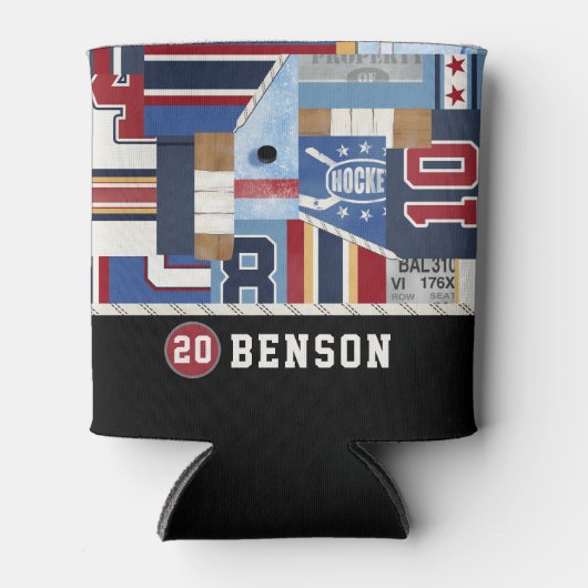 Gepersonaliseerde Old Time Ice Hockey Shirt Puck Blikjeskoeler (Voorkant)