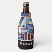 Gepersonaliseerde Old Time Ice Hockey Shirt Puck Flesjeskoeler (Fles Voorkant)