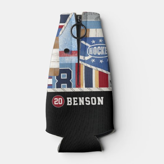 Gepersonaliseerde Old Time Ice Hockey Shirt Puck Flesjeskoeler (Achterkant)