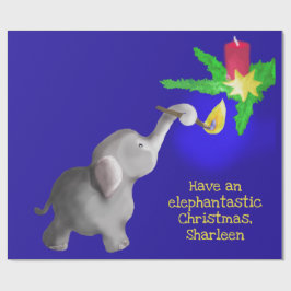 Gepersonaliseerde olifant-astische kerstreus Speel Cadeaupapier