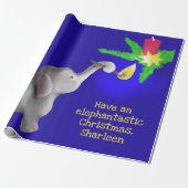 Gepersonaliseerde olifant-astische kerstreus Speel Cadeaupapier (Uitgerold)