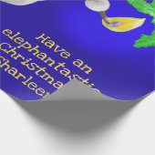 Gepersonaliseerde olifant-astische kerstreus Speel Cadeaupapier (Hoek)