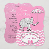 Gepersonaliseerde Olifant Baby Douche uitnodiginge Kaart (Voorkant / Achterkant)