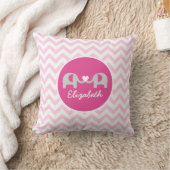 Gepersonaliseerde olifant Chevron Pillow roze Kussen (Deken)
