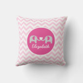 Gepersonaliseerde olifant Chevron Pillow roze Kussen (Achterkant)