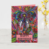 Gepersonaliseerde olifant Mandala Boho Birthday Kaart (Gele Bloem)