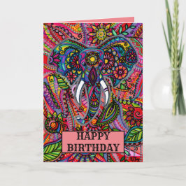 Gepersonaliseerde olifant Mandala Boho Birthday Kaart
