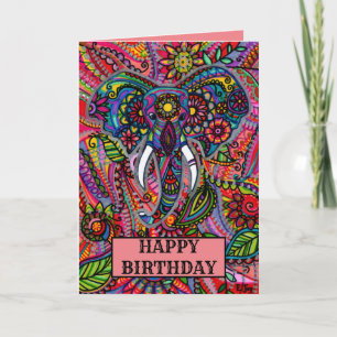 Gepersonaliseerde olifant Mandala Boho Birthday Kaart