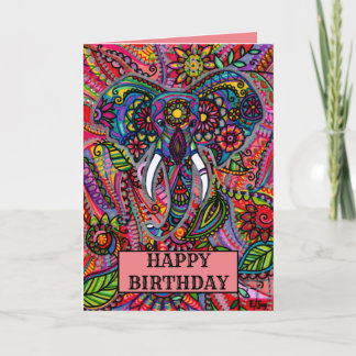 Gepersonaliseerde olifant Mandala Boho Birthday Kaart