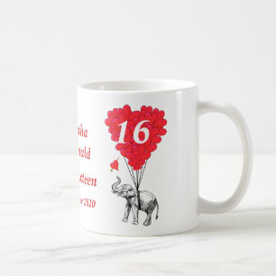 Gepersonaliseerde olifant Sweet Sixteen Koffiemok