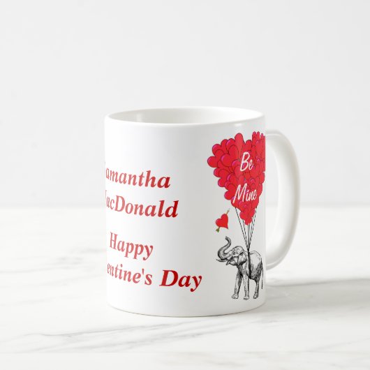 Gepersonaliseerde olifant Valentijnsdag Koffiemok (Voorkant rechts)