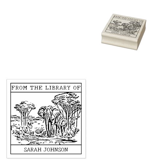 Gepersonaliseerde olifantenboekenplaat rubberstempel (Gestempeld)